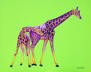 TWO PURPLE GIRAFFES, 2002 by HELMUT KOLLER  