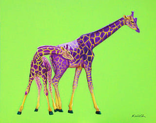 TWO PURPLE GIRAFFES, 2002 by HELMUT KOLLER , Image 1.