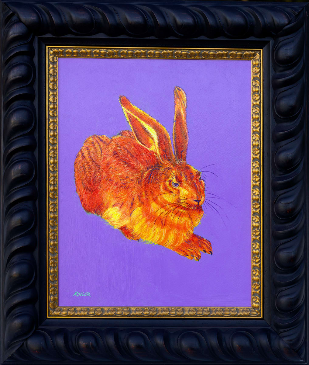 RABBIT IN ORANGE & YELLOW after Dürer, 2004 by HELMUT KOLLER  