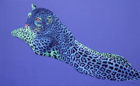 GREEN & BLUEN LEOPARD ON PURPLE, 2004 by HELMUT KOLLER  