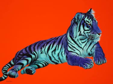 PURPLE TIGER ON ORANGE, 2005 by HELMUT KOLLER , Image 1.