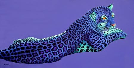 BLUE LEOPARD ON PURPLE, 2005 by HELMUT KOLLER  