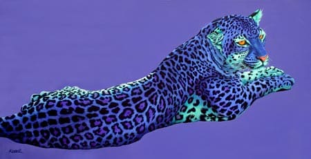 BLUE LEOPARD ON PURPLE, 2005 by HELMUT KOLLER, Image 1.