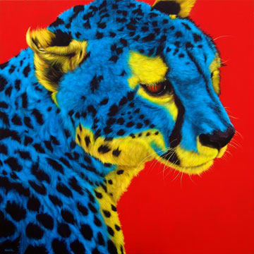 CHEETAH HEAD ON RED, 2006 by HELMUT KOLLER  