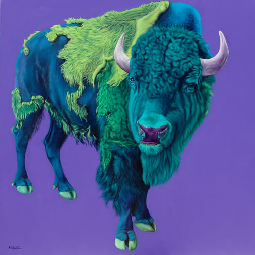 BUFFALO ON PURPLE, 2006 by HELMUT KOLLER  