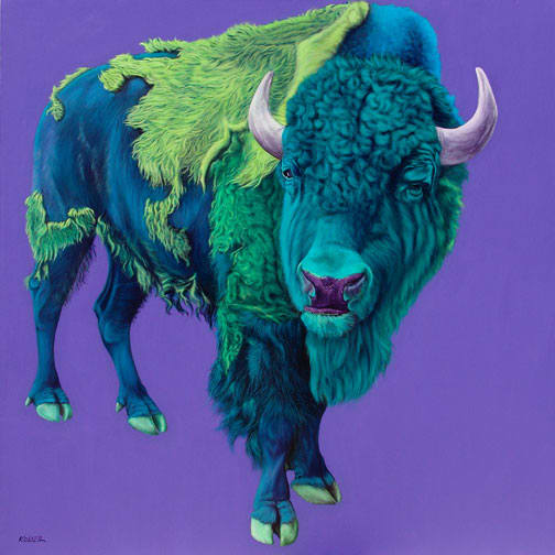 BUFFALO ON PURPLE, 2006 by HELMUT KOLLER , Image 1.