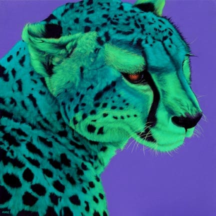 CHEETAH HEAD ON PURPLE, 2007 by HELMUT KOLLER  