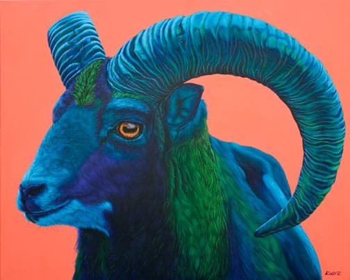 MOUFLON ON FLAMINGO RED, 2007 by HELMUT KOLLER , Image 1.