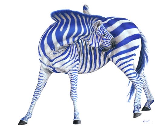 ZEBRA WITH BLUE STRIPES, 2008 by HELMUT KOLLER  