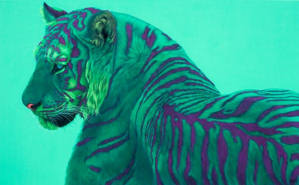 GREEN LEOPARD ON GREEN, 2013 by HELMUT KOLLER