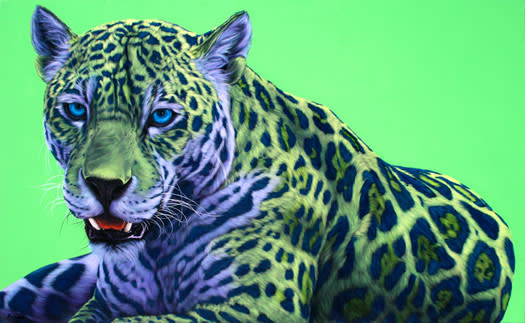 GREEN JAGUAR ON GREEN, 2008 by HELMUT KOLLER  