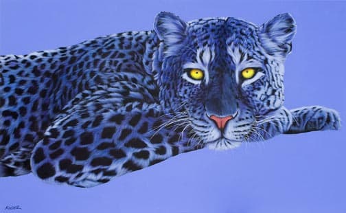 BLUE LEOPARD ON BLUE, 2008 by HELMUT KOLLER  