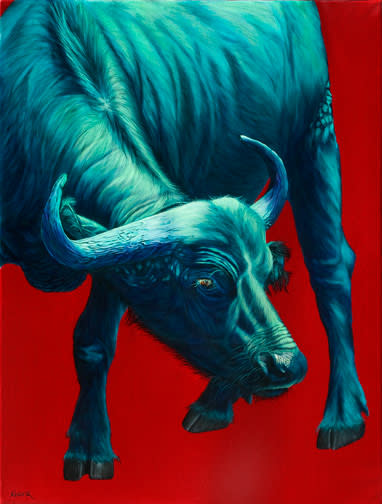 OX ON RED, 2008 by HELMUT KOLLER  