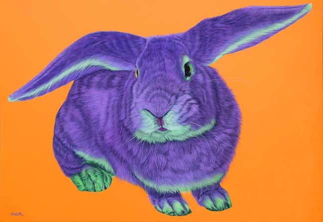 PURPLE RABBIT ON ORANGE, 2010 by HELMUT KOLLER , Image 1.