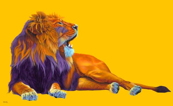 ORANGE LION ON YELLOW, 2011 by HELMUT KOLLER  