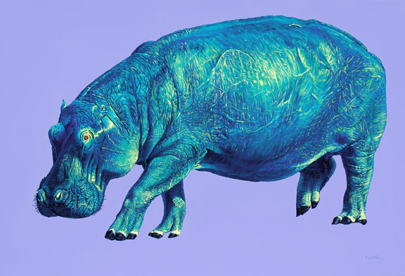 HIPPO ON PURPLE, 2011 by HELMUT KOLLER  