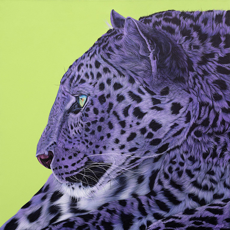 LEOPARD ON GREEN, Diptych Right Panel, 2014 by HELMUT KOLLER 