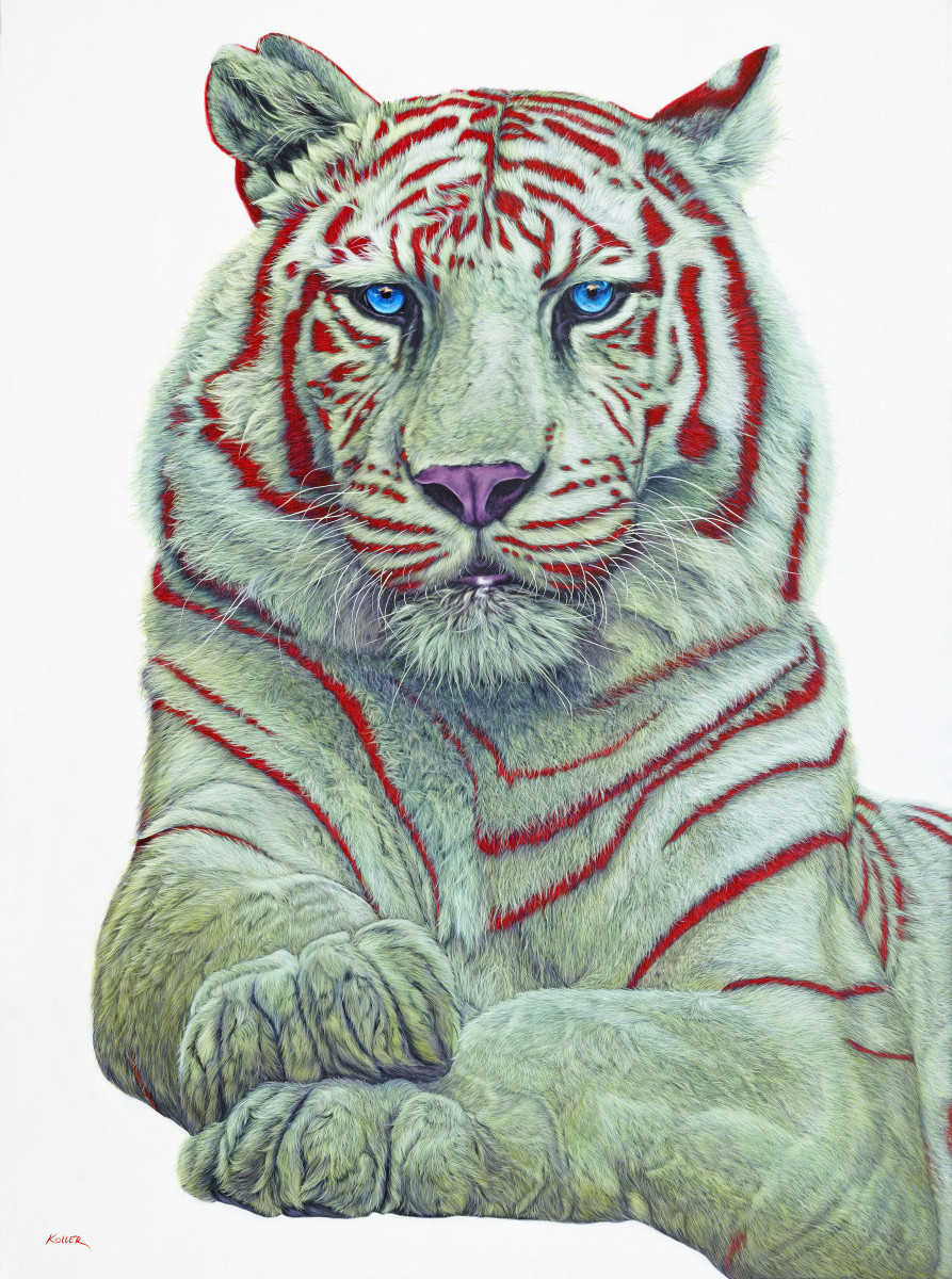 TIGER WITH RED STRIPES, 2017 by HELMUT KOLLER  