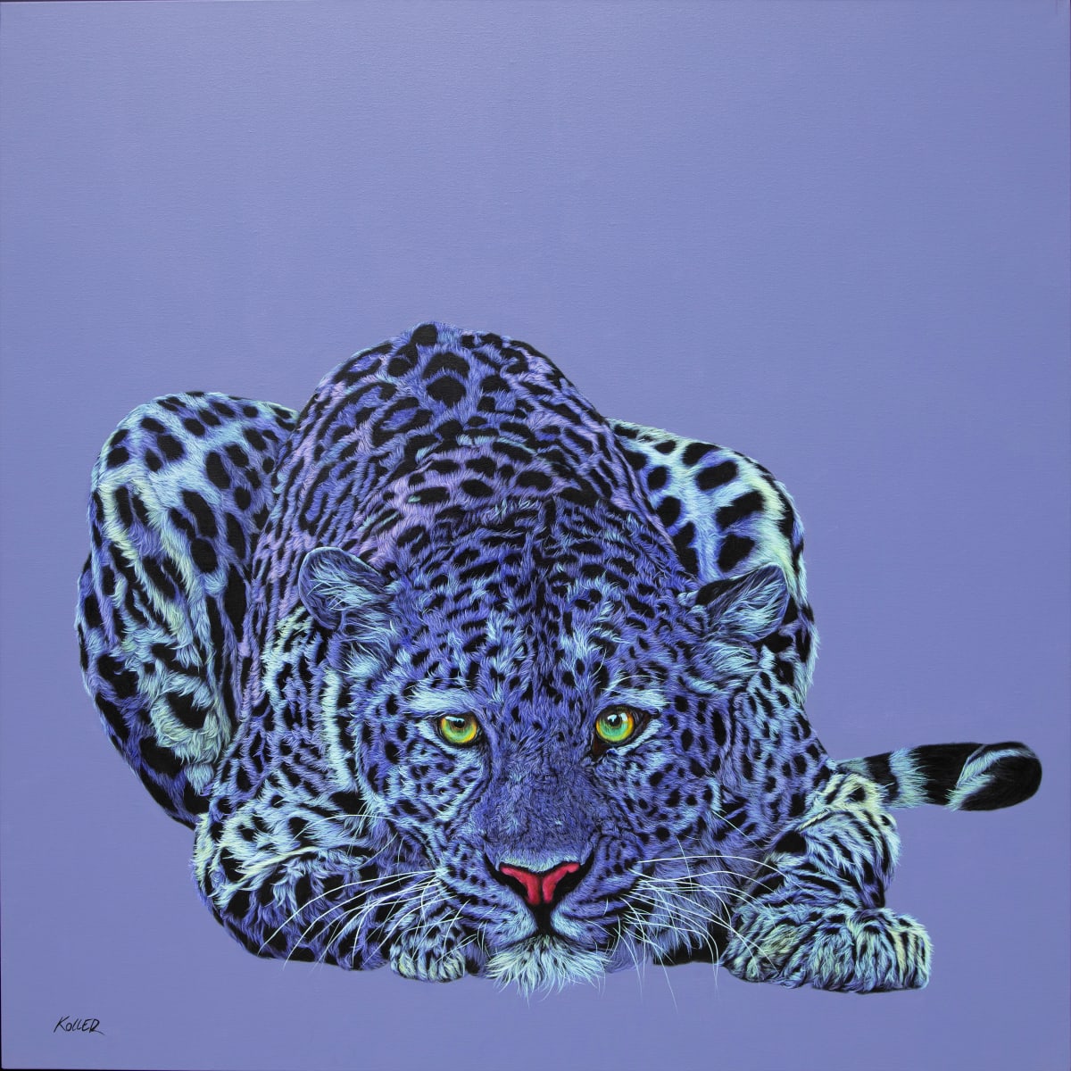 LEOPARD IN BLUE-VIOLET, 2020 by HELMUT KOLLER 