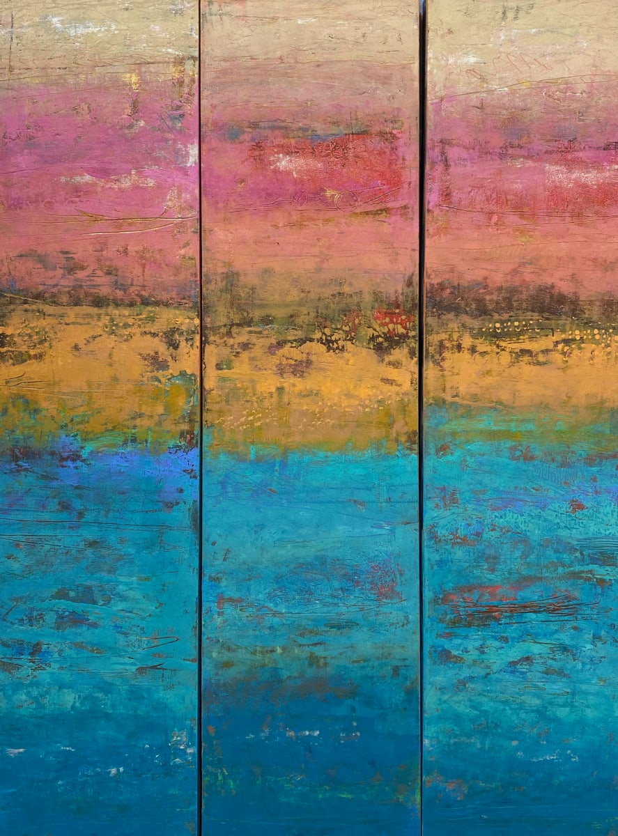 Color Our World (triptych), 48x36" by Ginnie Cappaert 