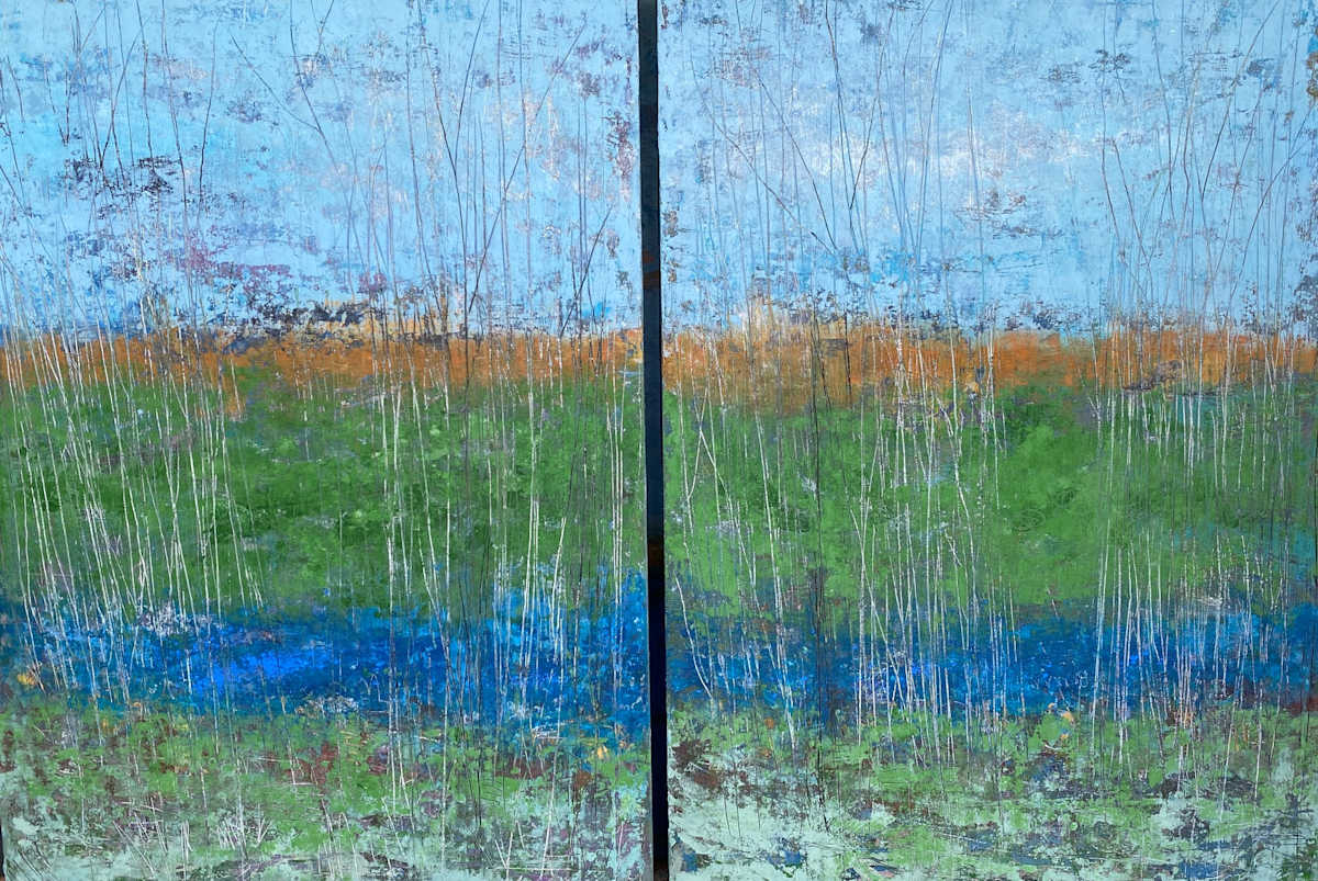 Tree Textures (Diptych) 29.5x43" by Ginnie Cappaert, Image 1.