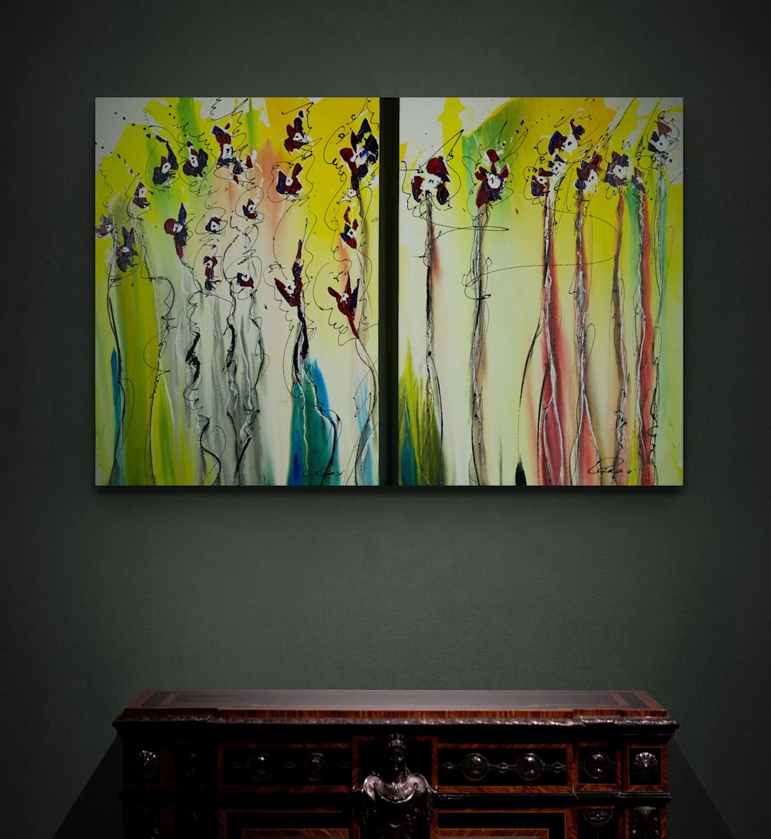 Spring Floral Diptych by louie . rochon . fine . art, Image 1.