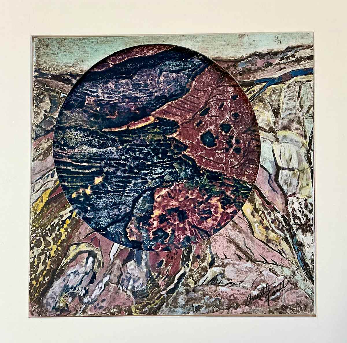 Full Moon View by Annette Fortt  Image: collograph