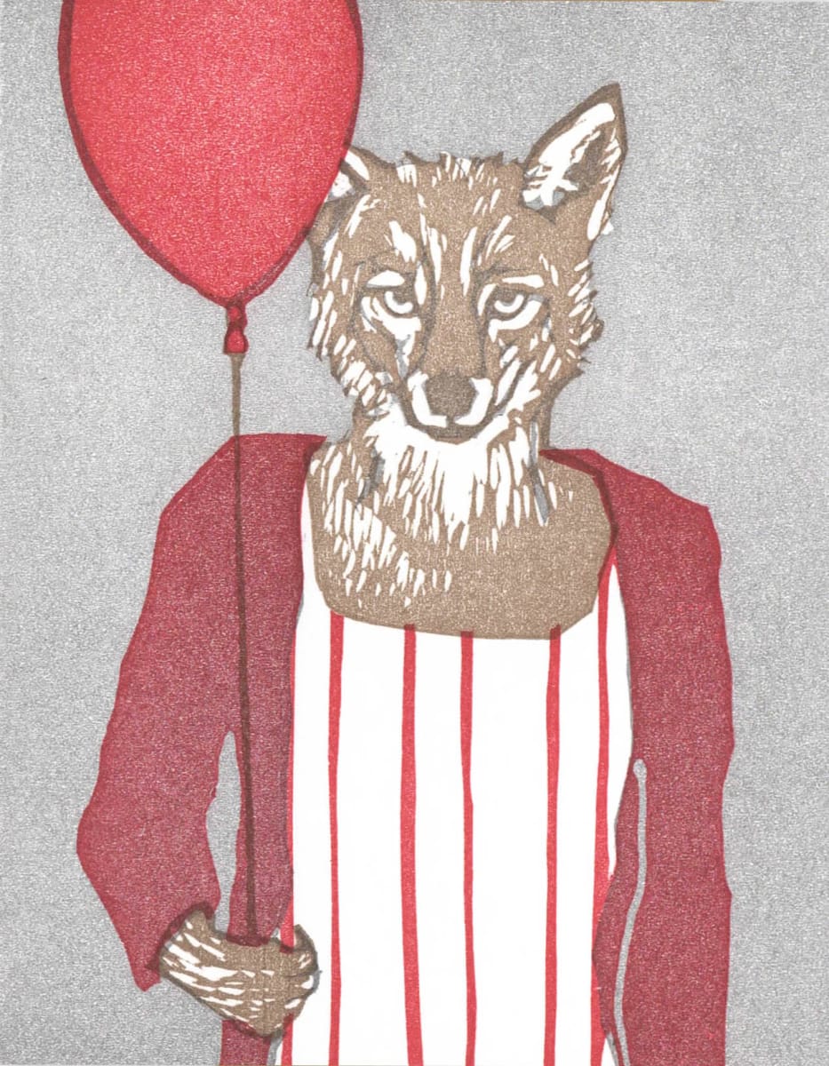 Red Balloon Coyote by Heather O'Hara 