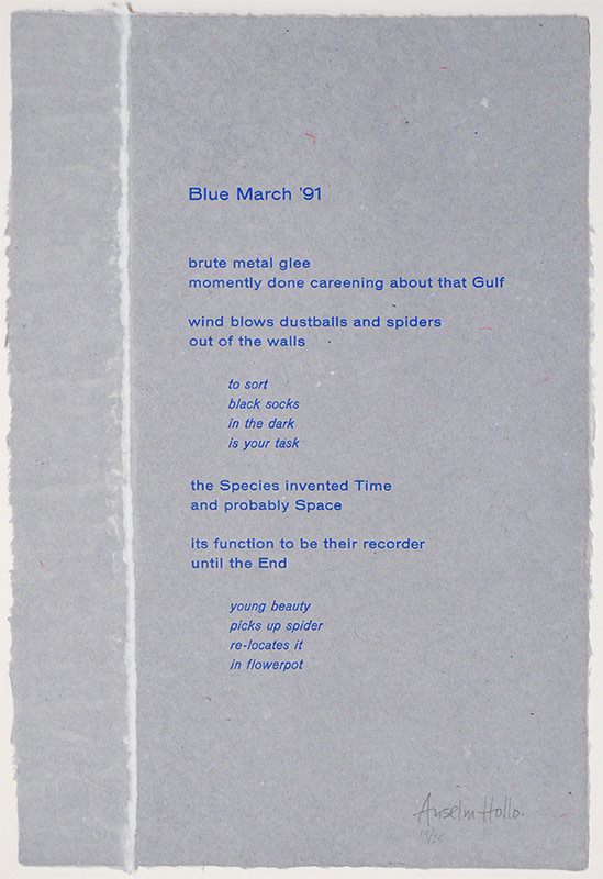 Blue March '91 by Anselm Hollo 