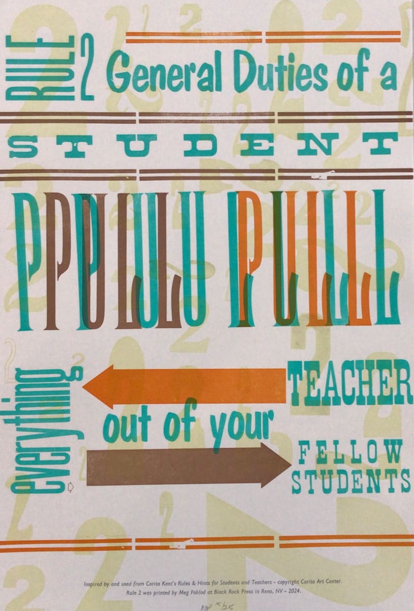 Hint 2 from Helpful Hints: A Corita Kent Print Exchange by Black Rock Press by Meghan Pohlod, Black Rock Press Print Exchange, Image 1.
