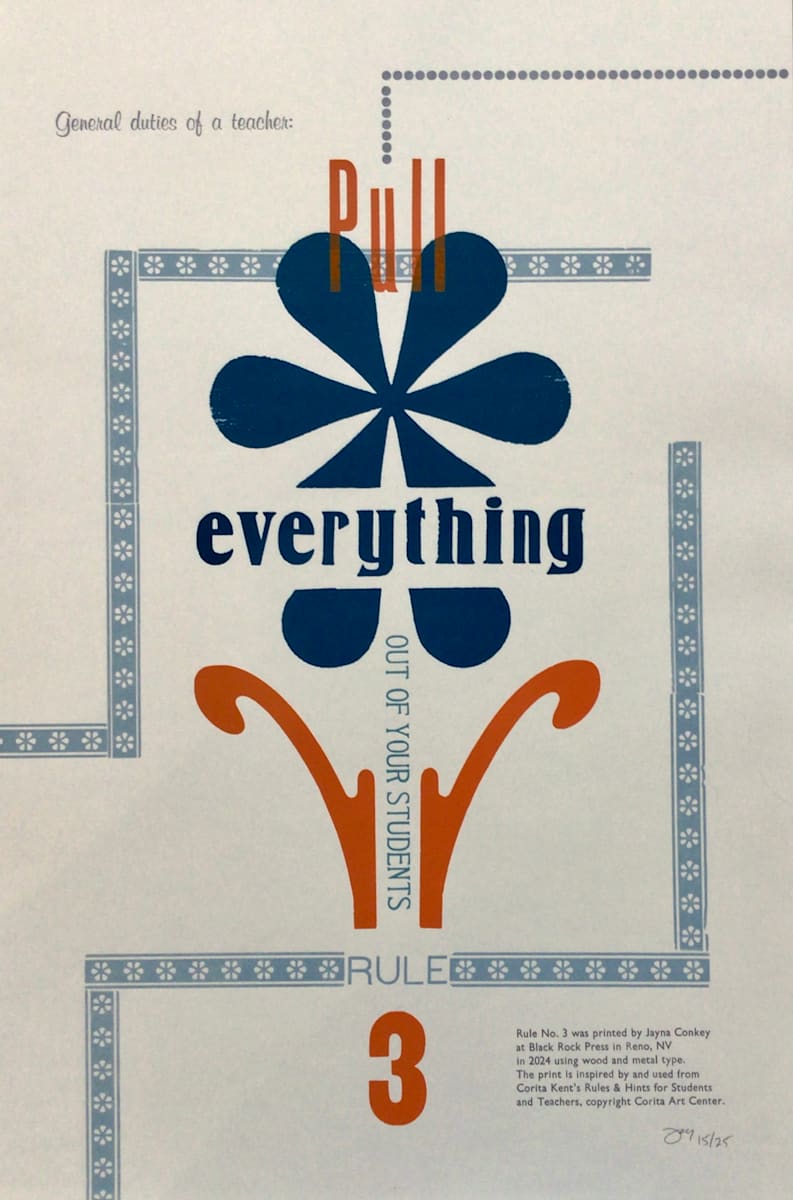 Hint 3 from Helpful Hints: A Corita Kent Print Exchange by Black Rock Press by Jayna Conkey, Black Rock Press Print Exchange, Image 1.
