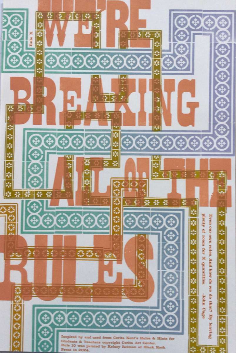 Hint 10 from Helpful Hints: A Corita Kent Print Exchange by Black Rock Press by Kelsey Reiman, Black Rock Press Print Exchange, Image 1.