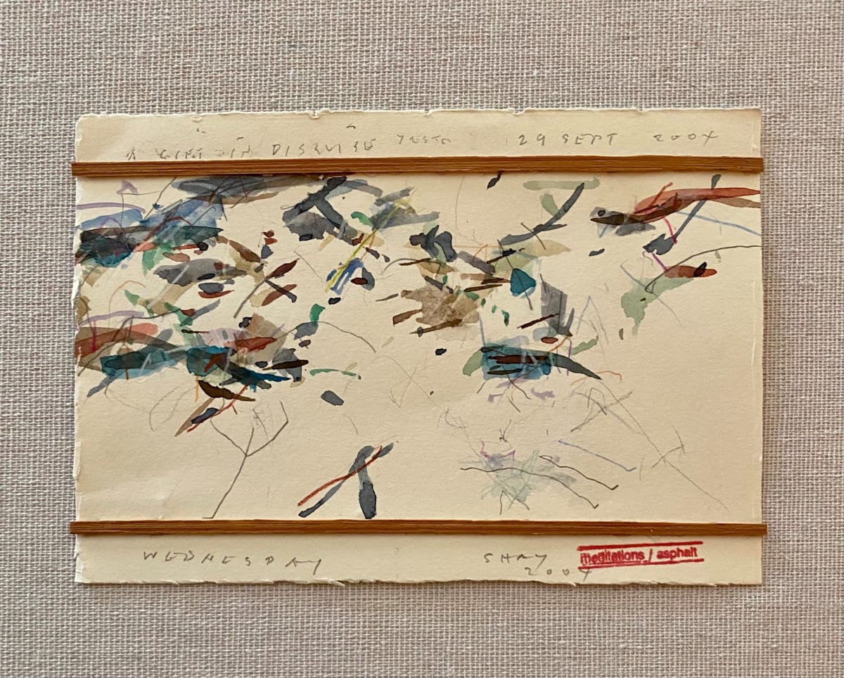 Wednesday by Daniel Shay  Image: This piece was painted during the artist's commute. Milage is recorded and a fuel receipt is on back of frame.