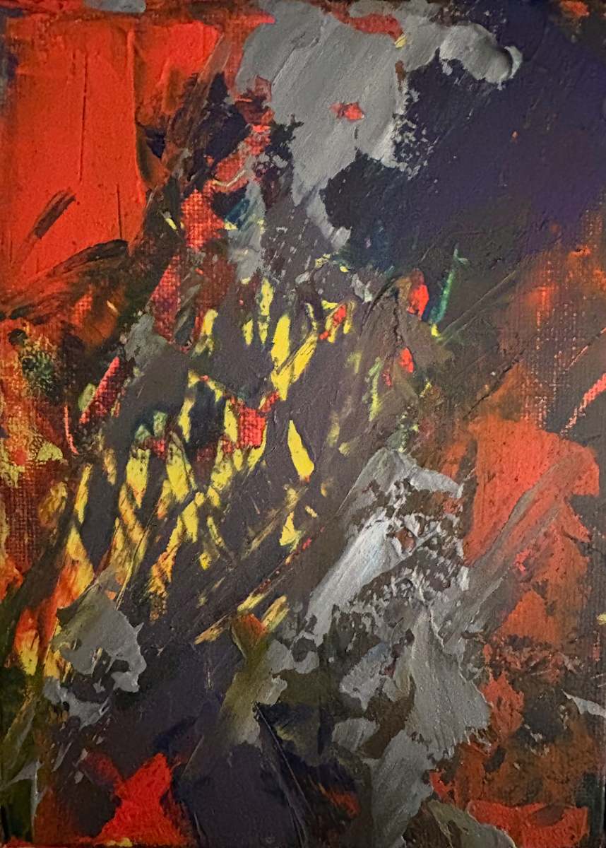 CW Dark Composition 3 by Barbara Talbott  Image: Cold wax and oil small abstract painting