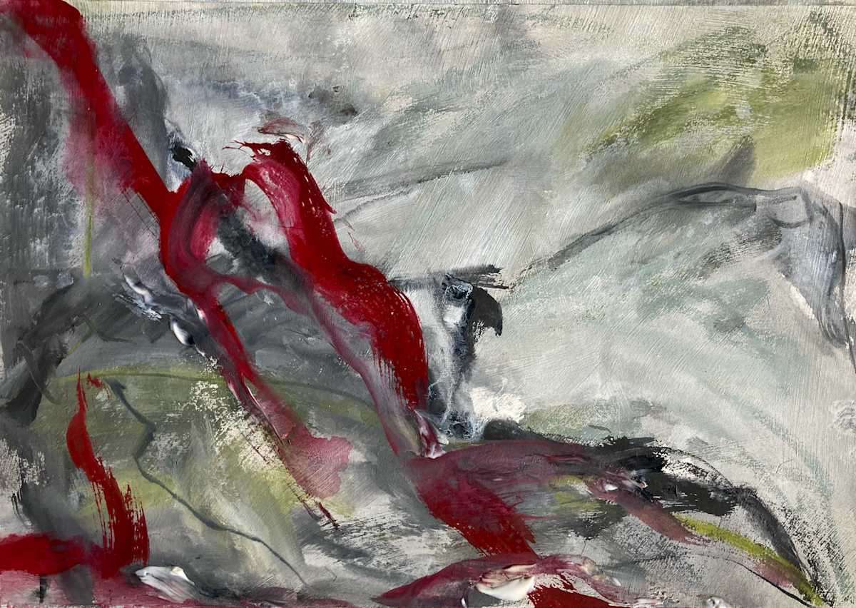 Threading by Barbara Talbott  Image: Acrylic painting on Watercolor Paper