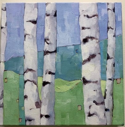 Birch Studies, Blue by Beth Munro 