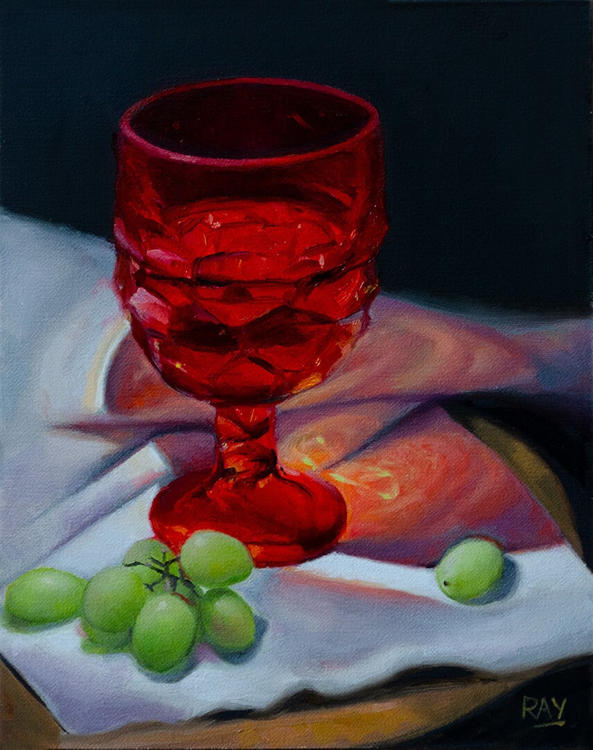 Red Goblet and Grapes 