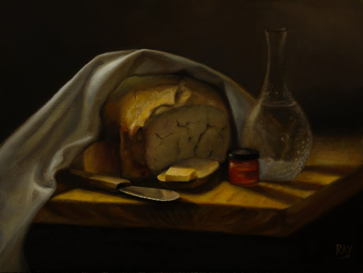 On the Bread Board  Image: "On the Bread Board", 12" x 16", oil on panel
