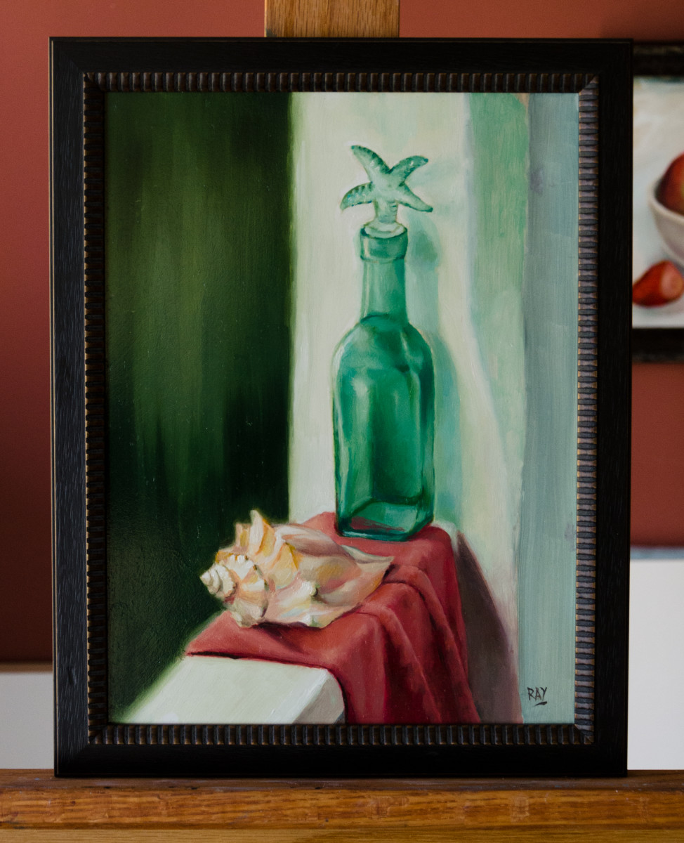 Green Bottle and Shell by Alan Douglas Ray 