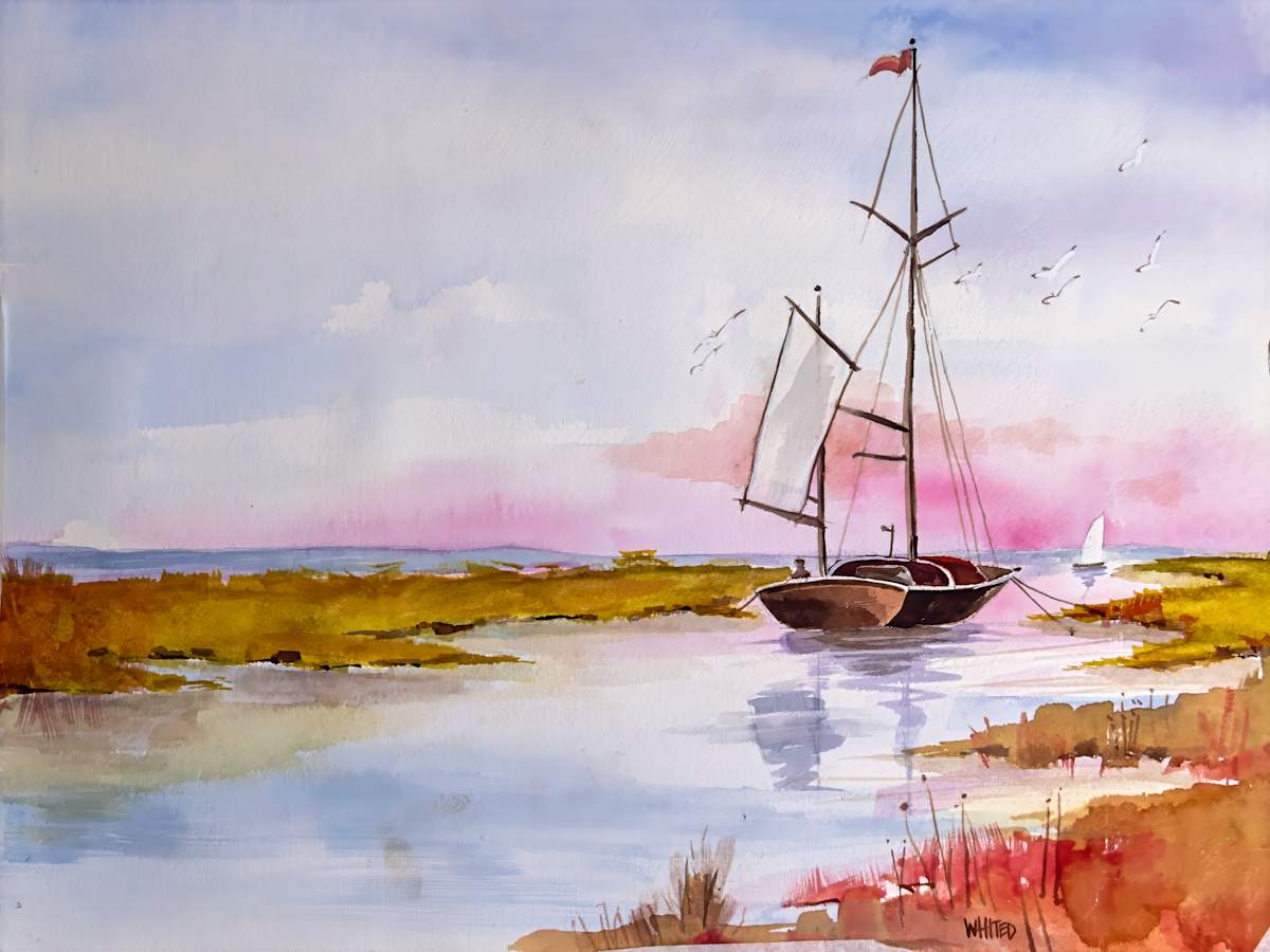 Setting anchor at sunset by David Whited  Image: Setting anchor at sunset