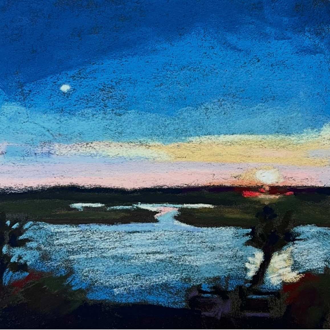 Moonrise/Sunset on the Marsh by Katie Hallahan | Artwork Archive