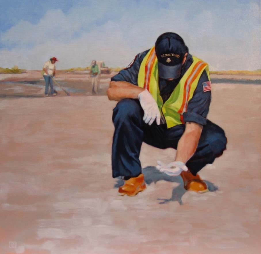 Last Drop of Oil by Kristin K Hosbein  Image: Included in the US Coast Guard Art Program for 2010, documented the clean-up that the USCG participated in with the oil spill in the Gulf of Mexico. 