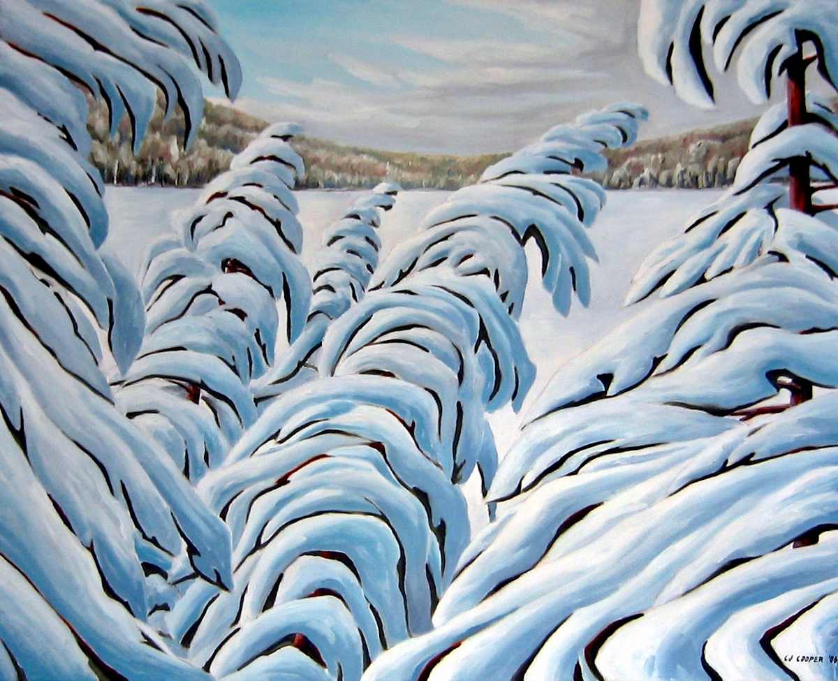 Snow Sculpture by Chris James Cooper  Image: A fresh heavy snowfall changed the lakeside coniferous trees into white sculptures: a transformation 