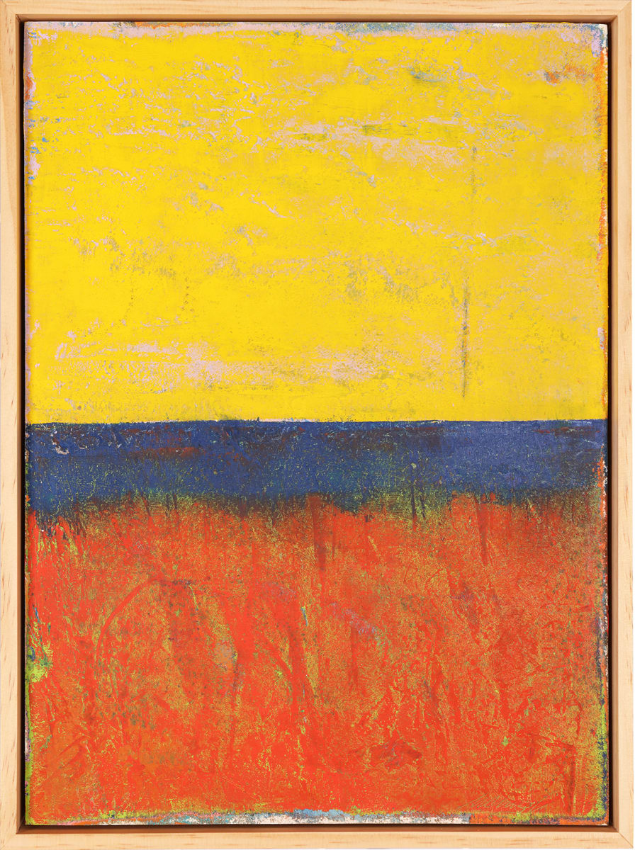 "Color Vibrations" by Steven McHugh  Image: "This piece is filled with seductive colors, the promise of what's over the horizon and the exaggerated time and memories.  Check out the outside edges."

"Color Vibrations"  is an abstract painting featuring a large, vibrant yellow field occupying roughly the top two-thirds of the canvas. This yellow section is textured and has variations in tone, suggesting the use of thick, expressive brushstrokes. A narrow horizontal band of deep blue intersects the yellow field at the lower third, creating a strong visual contrast. Below this blue band is a fiery red-orange section that covers the bottom third of the canvas. This part of the painting is also richly textured and dynamic, with hints of yellow and green peering through. The bold use of color and abstract form in this artwork can evoke various emotions and interpretations from the viewer. It is encased in a simple wood frame that complements the work without distraction.

Original mixed media abstract oil painting by Stevenjohn McHugh titled "Color Vibrations". Measures 15.5" x 11.5" x 1.5. Framed size is 16.25" x 12.25 x 2.5". Mixed media with oil stick, marker, oil, graphite, charcoal and cold wax on Arches oil paper glued on wood panel with PH balance glue. Side of wood cradle (solid wood) is varished natural. Signed on front and back. Framed is a vanished gallery frame solid wood.

Available at Fine Line Design Gallery, Sister Bay, WI, https://www.finelinedesignsgallery.com/  


#madelineisland #stevemchughart.com #bayfieldwi #apostleislands #wisconsinartist #mixedmedia #modernart #contemporaryart #painting #contemporarypainter #paintstudio #artgallery #fineart #abstractart #artcollector #originalart #contemporaryartwork #studio #artgallery #artcollector #artadvisor #artcurator #abstraction #abstractart #abstractpainting #artcollector #artistoninstagram #stevenjohnmchugh #Aninhinabewakilands #artistinthewoods #lakegitchegumee #Madelineislandartist #madelingislandpainter