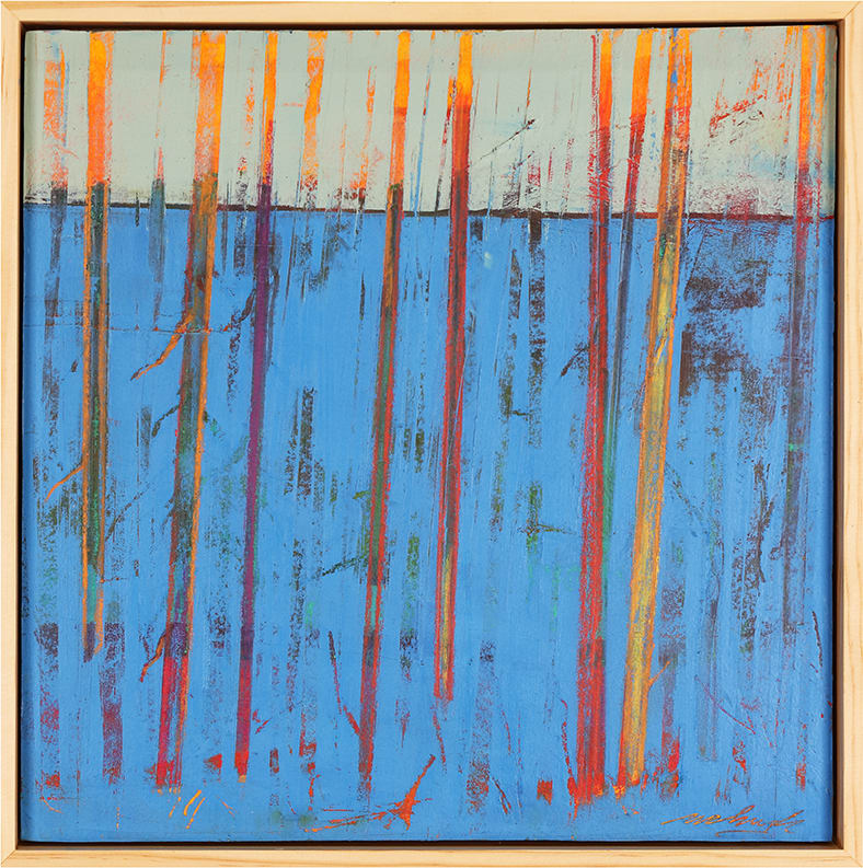 "Winter Solstice" by Steven McHugh  Image: Blue mixed media painting, titled "Winter Solstice" by abstract painter Steve McHugh on Madeline Island, Lake Superior, Apostle Island Lake Shore Park.