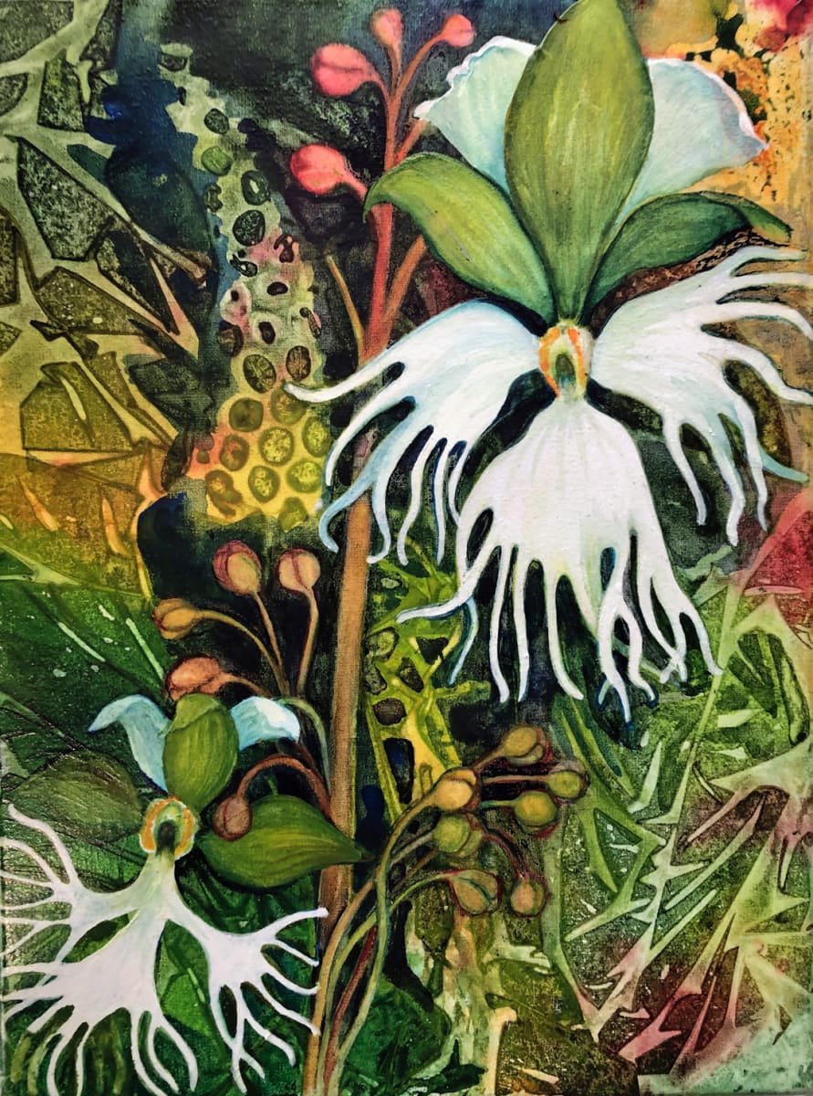 Fringed Prairie Orchids an original watercolor on canvas 