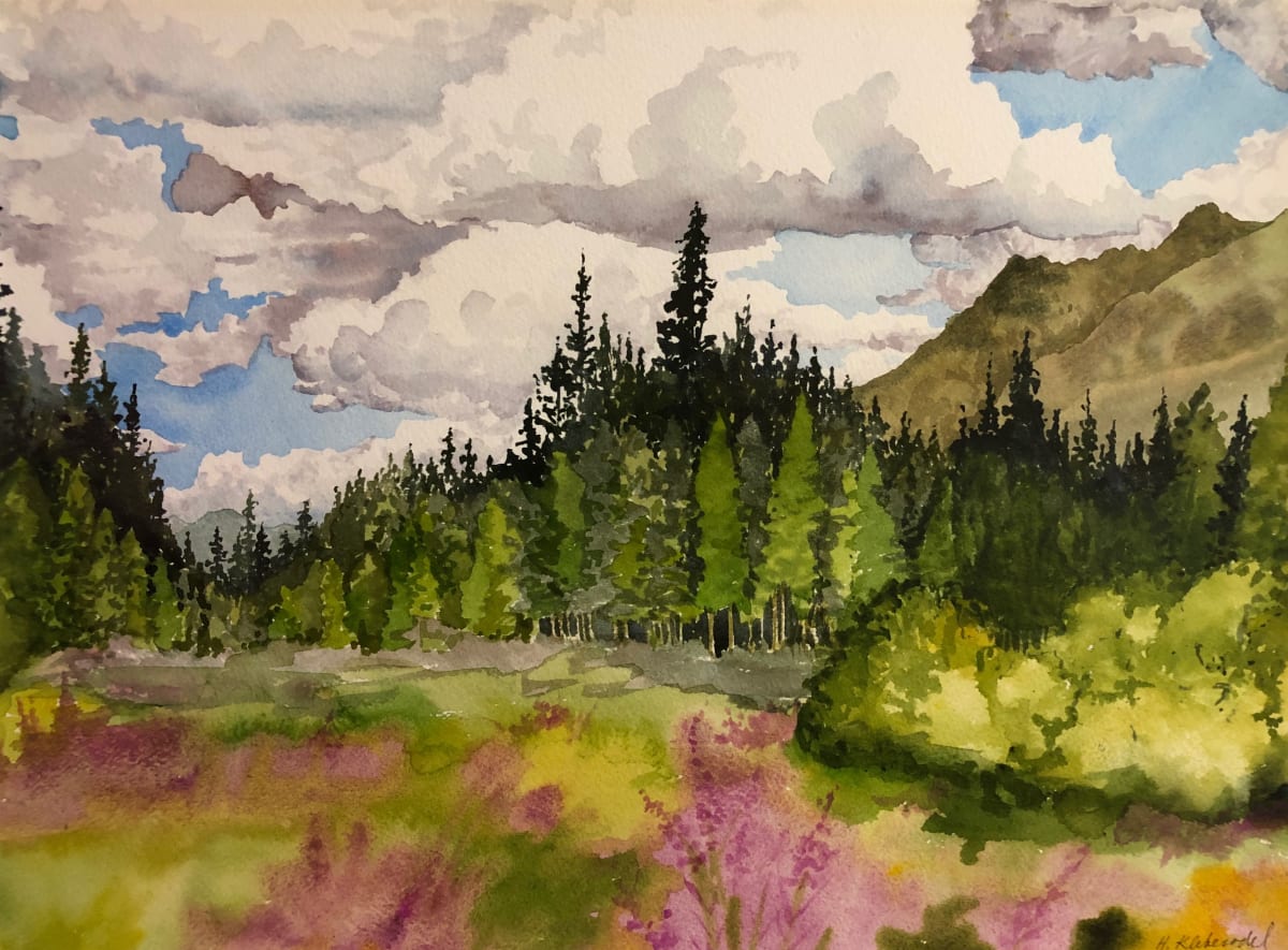 Alaskan Landscape a plein aire watercolor by Helen R Klebesadel 