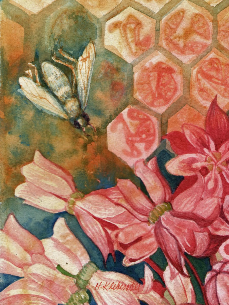 Bee Good II an original watercolor by Helen R Klebesadel 