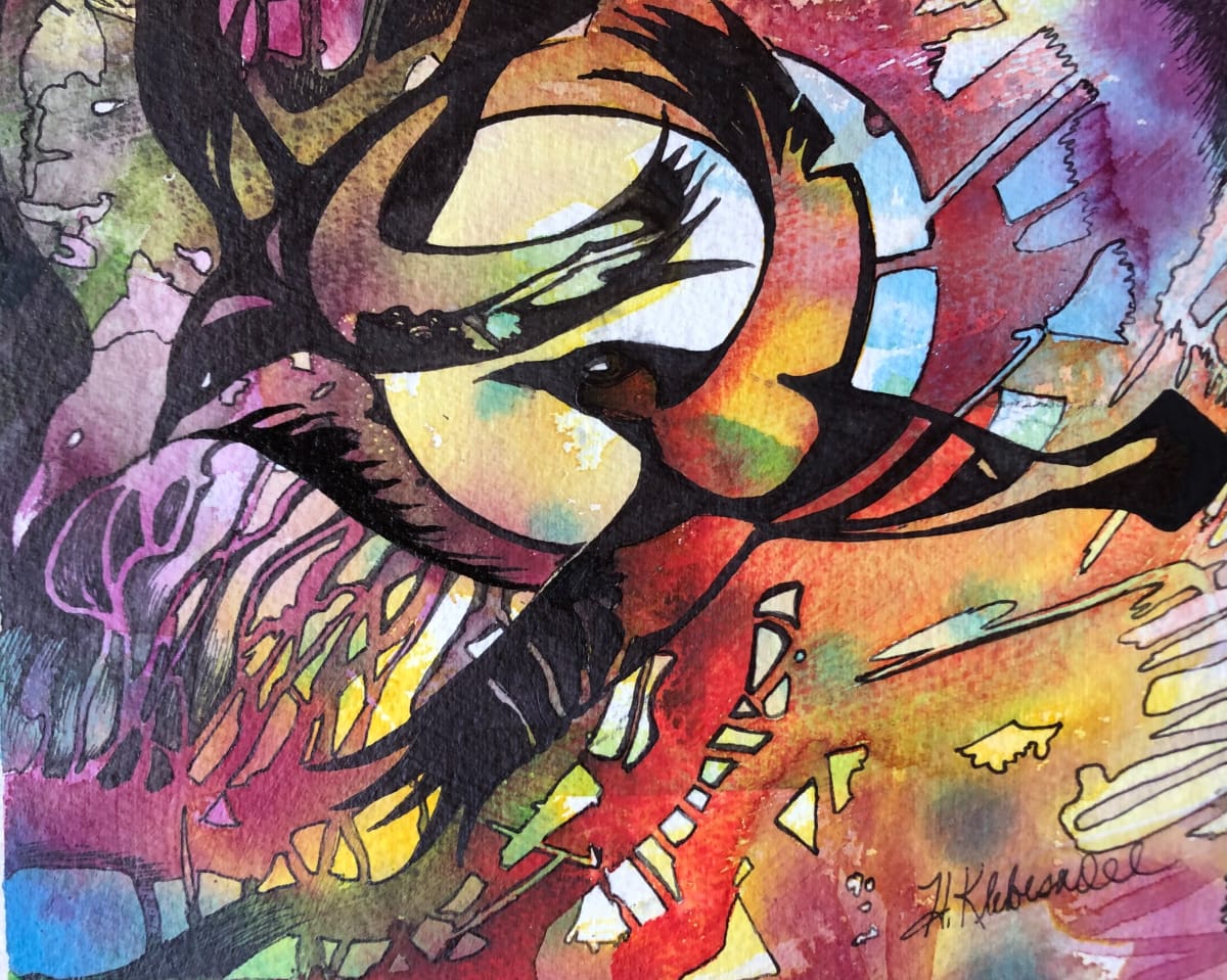 Corvids Three - Drawing a Day #115 by Helen R Klebesadel 