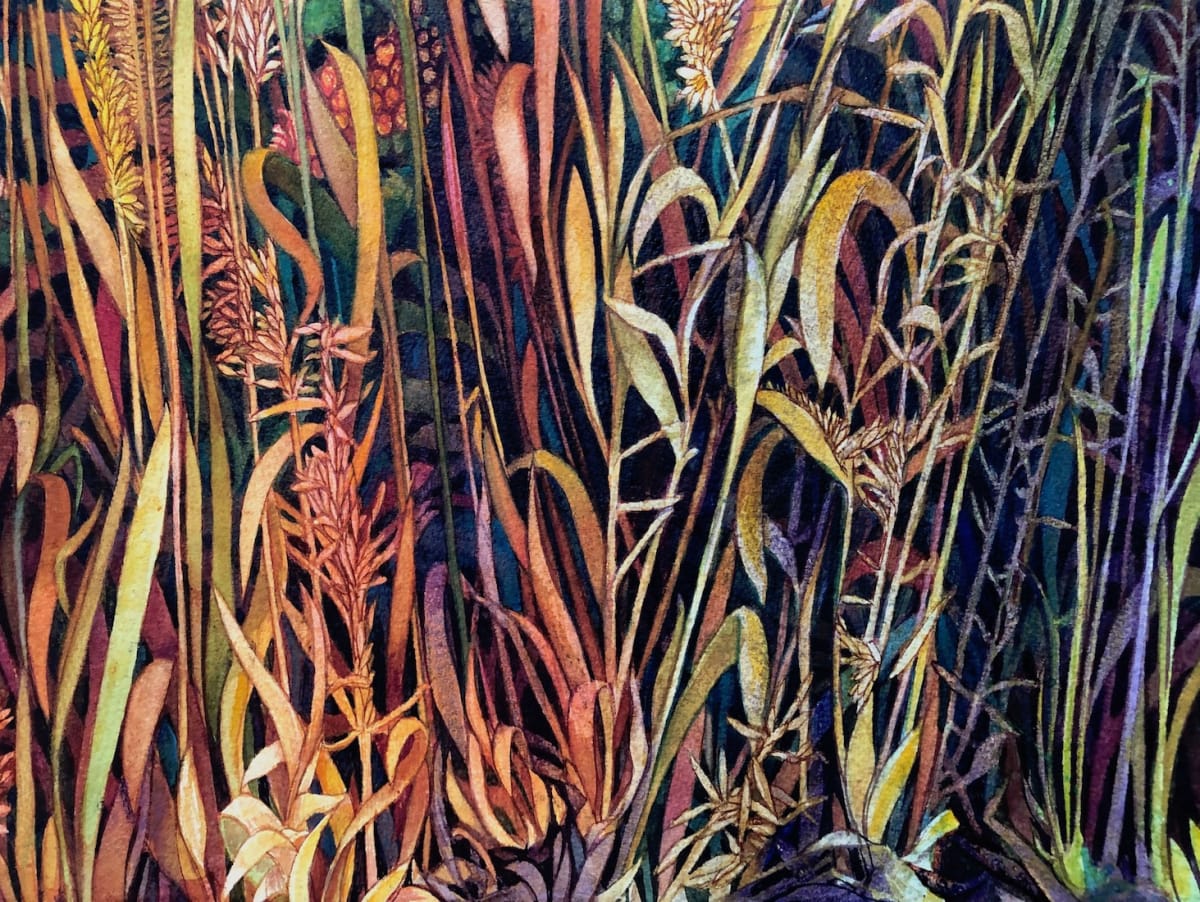 Fall Prairie Grasses II and original watercolor 